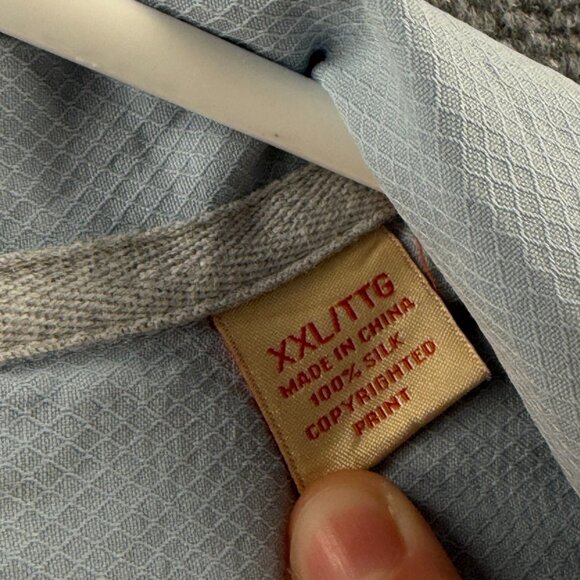 Tommy Bahama Floral Short Sleeve Silk 2XL Blue Vacation Button Up Casual Shirt - Picture 10 of 16